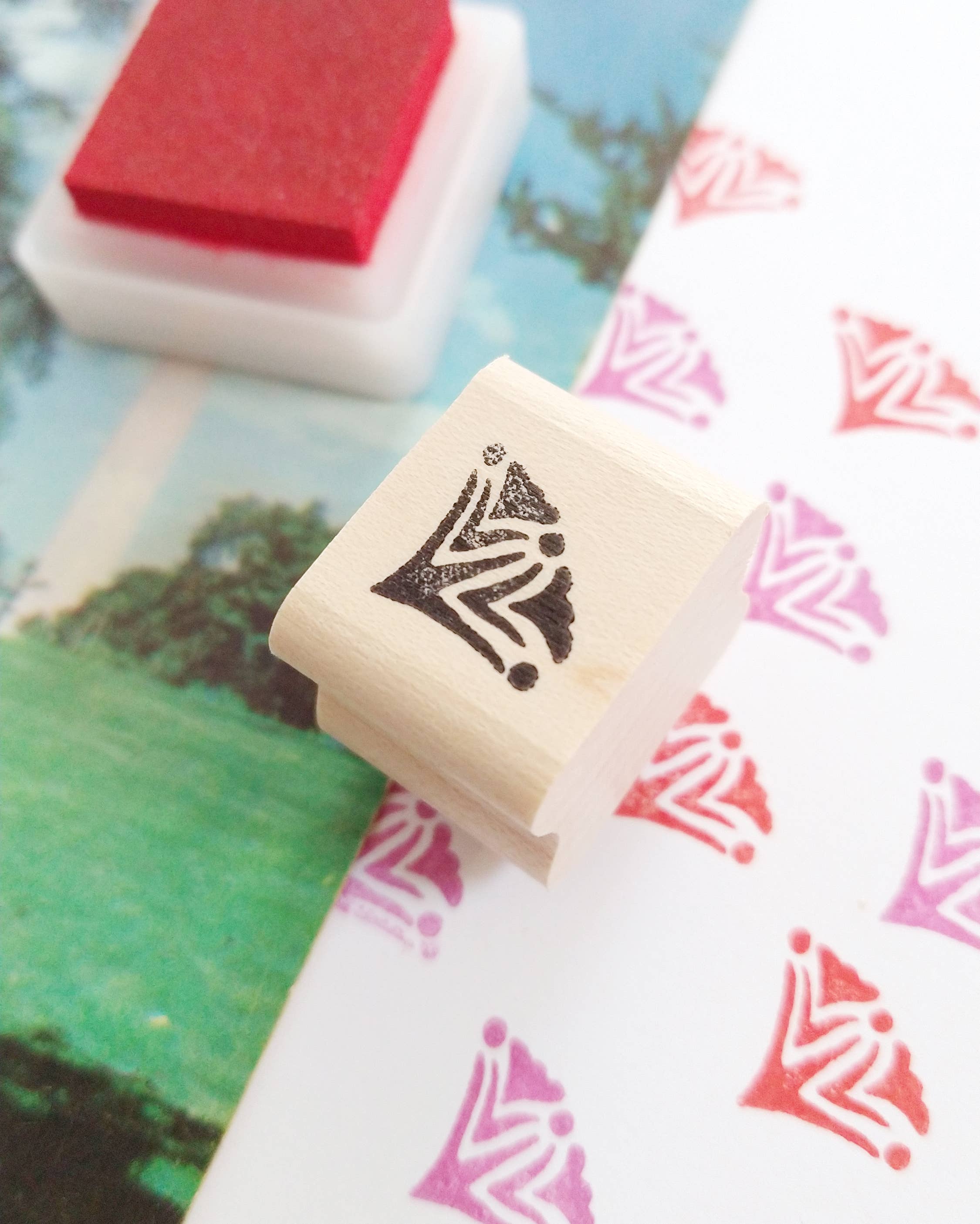 Double Flower Corner Rubber Stamp