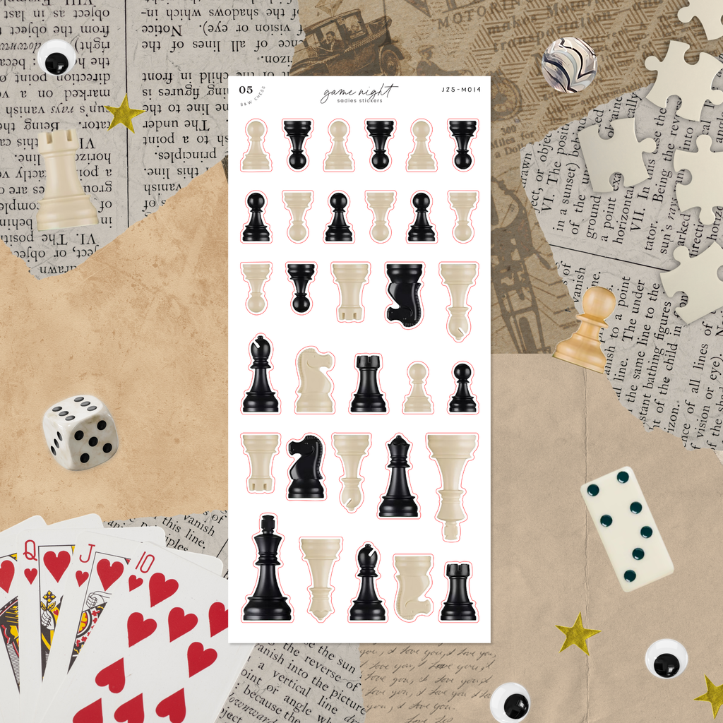 Classic Chess Pieces • Game Night Sticker Sheet