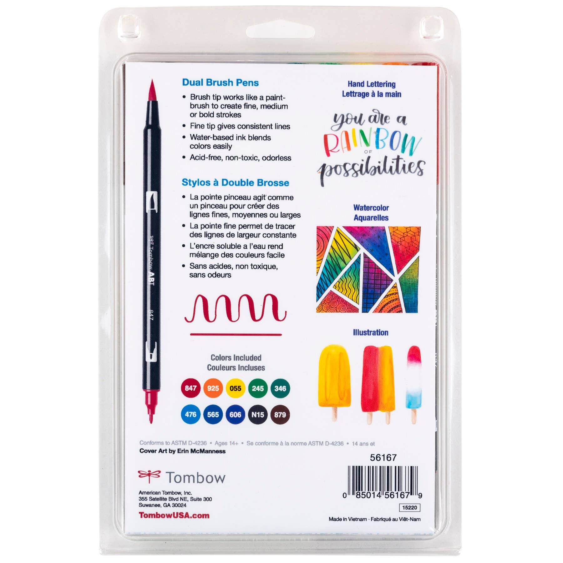 TombowDual Brush Pen Art Markers: Primary - 10-Pack