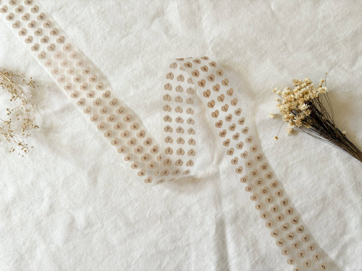 Cream Heart Letters & Numbers PET Tape | Taylor Ryan Designs
