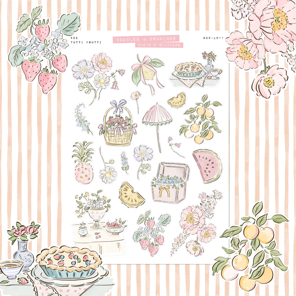 Tutti Frutti • Doodles & Drawings Deco Sticker Sheet