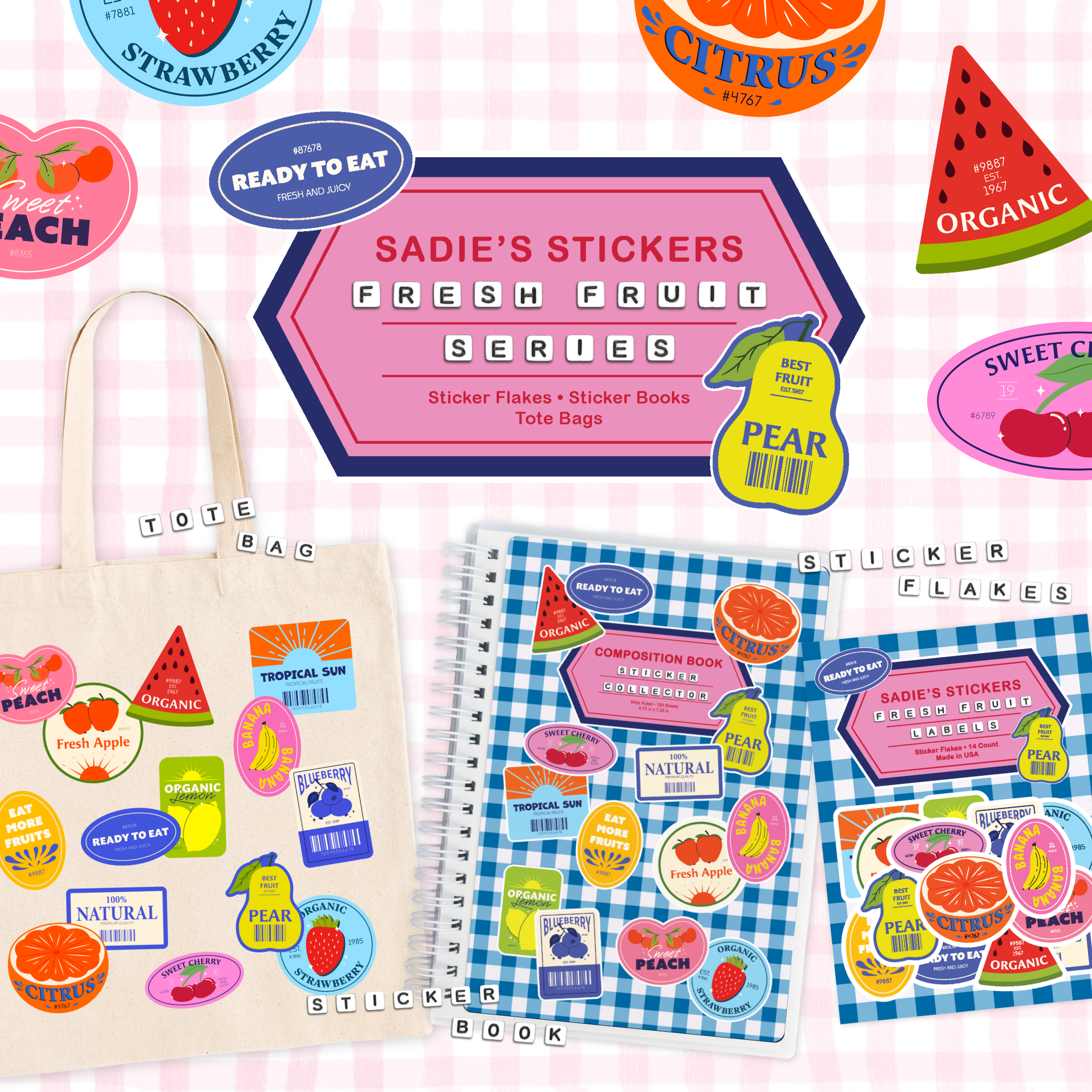 Fresh Fruit Labels Sticker Flakes