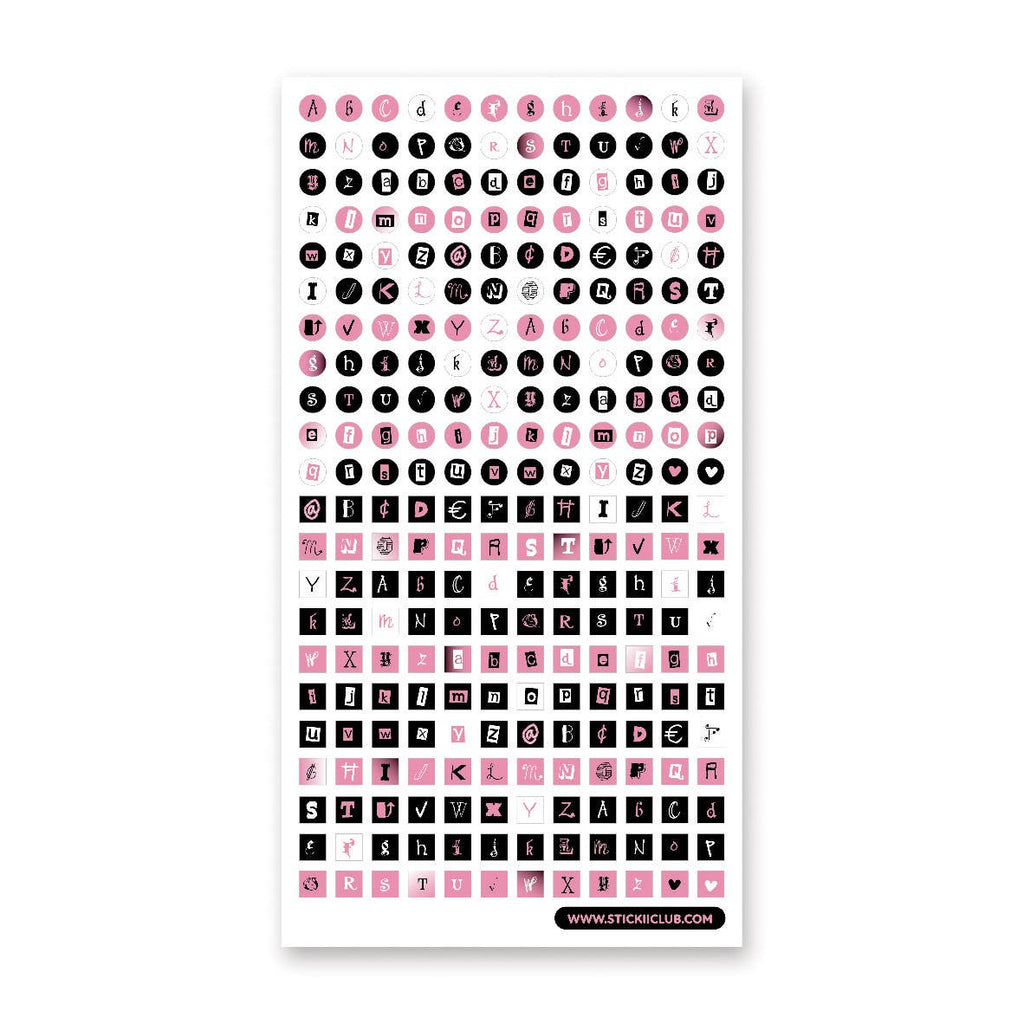 Pastel Punk Alphabet Sticker Sheet