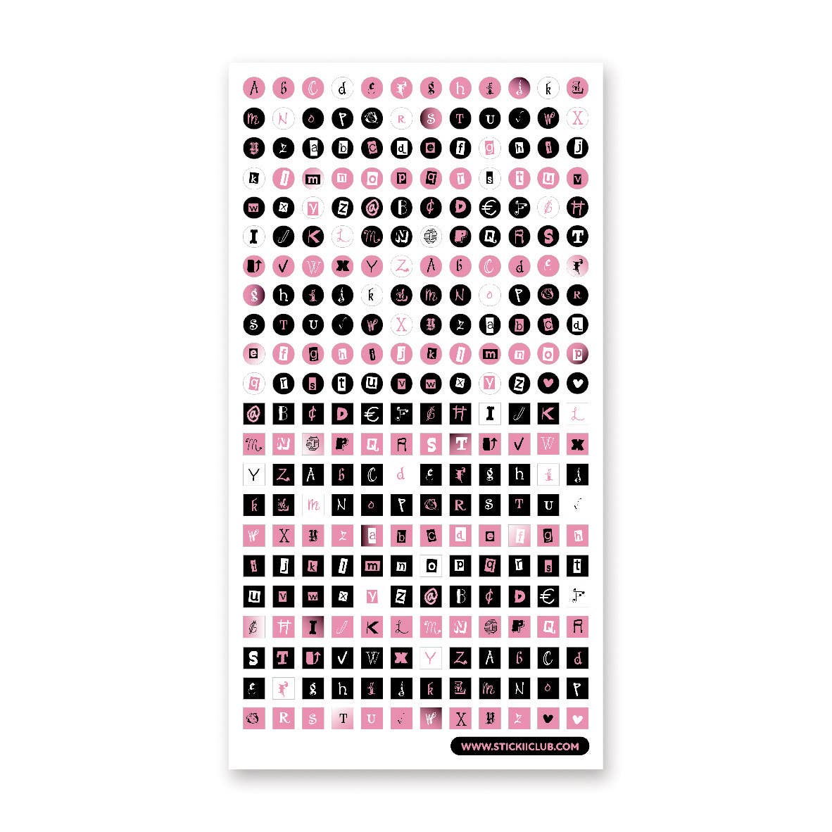 Pastel Punk Alphabet Sticker Sheet