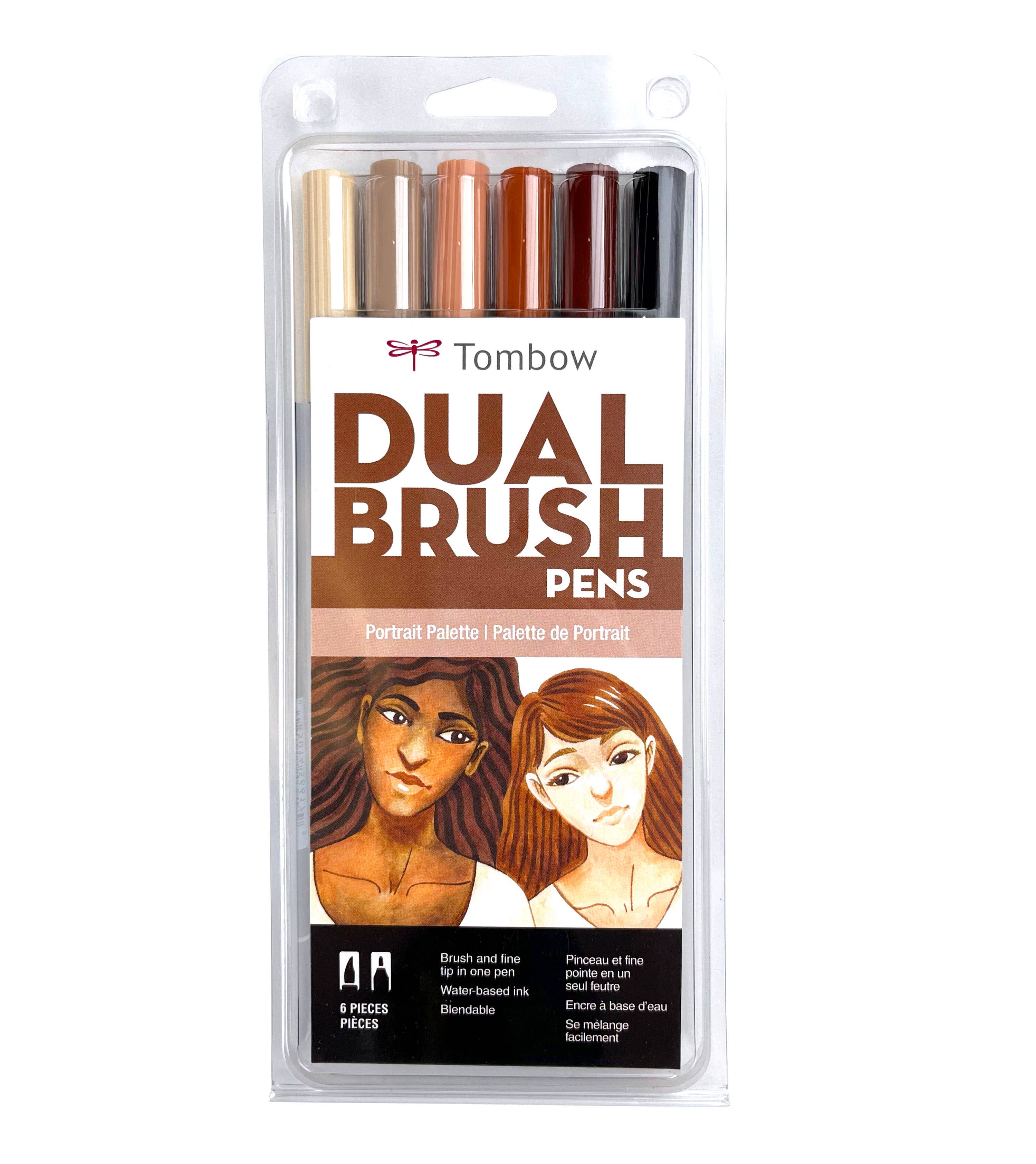 Tombow Dual Brush Pen Art Markers, Portrait, 6-Pack