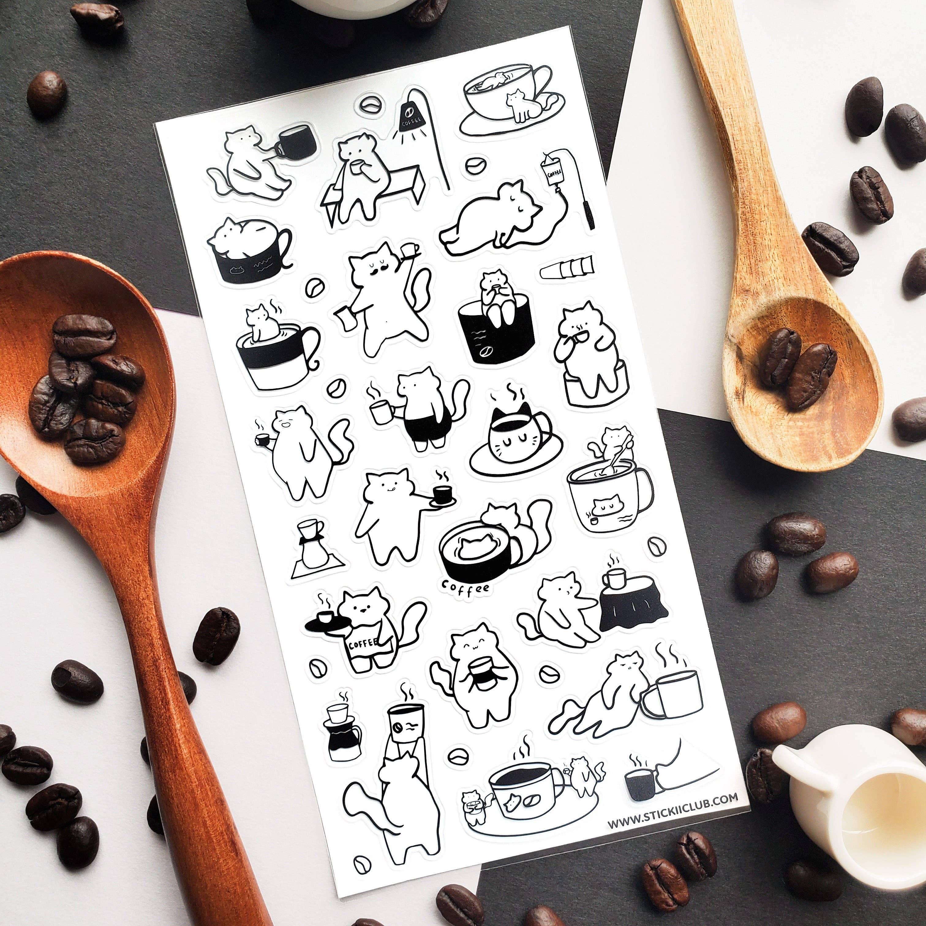 Caffeine Cats 2 Sticker Sheet