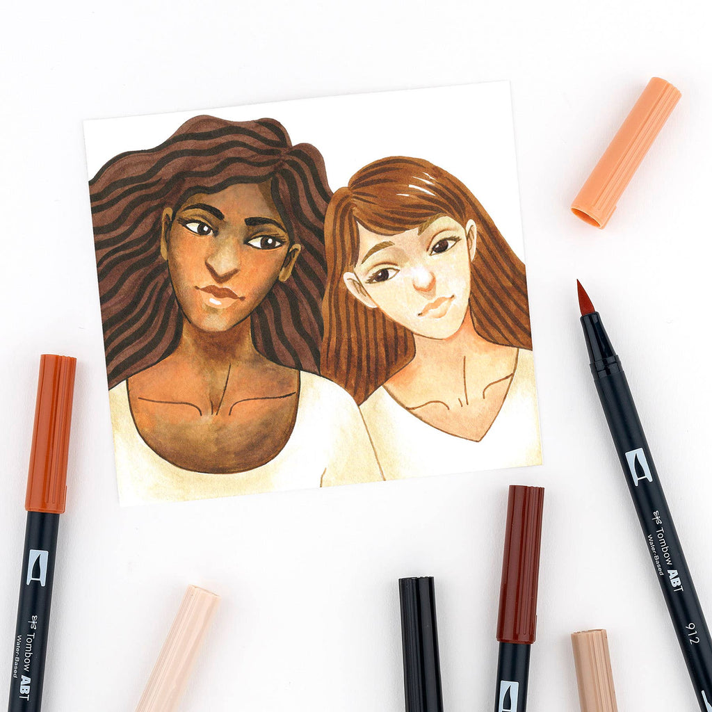 Tombow Dual Brush Pen Art Markers, Portrait, 6-Pack