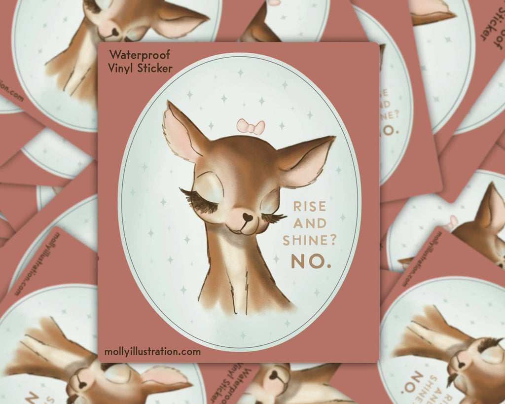 Rise and Shine Illustrated Deer Waterproof Vinyl Sticker