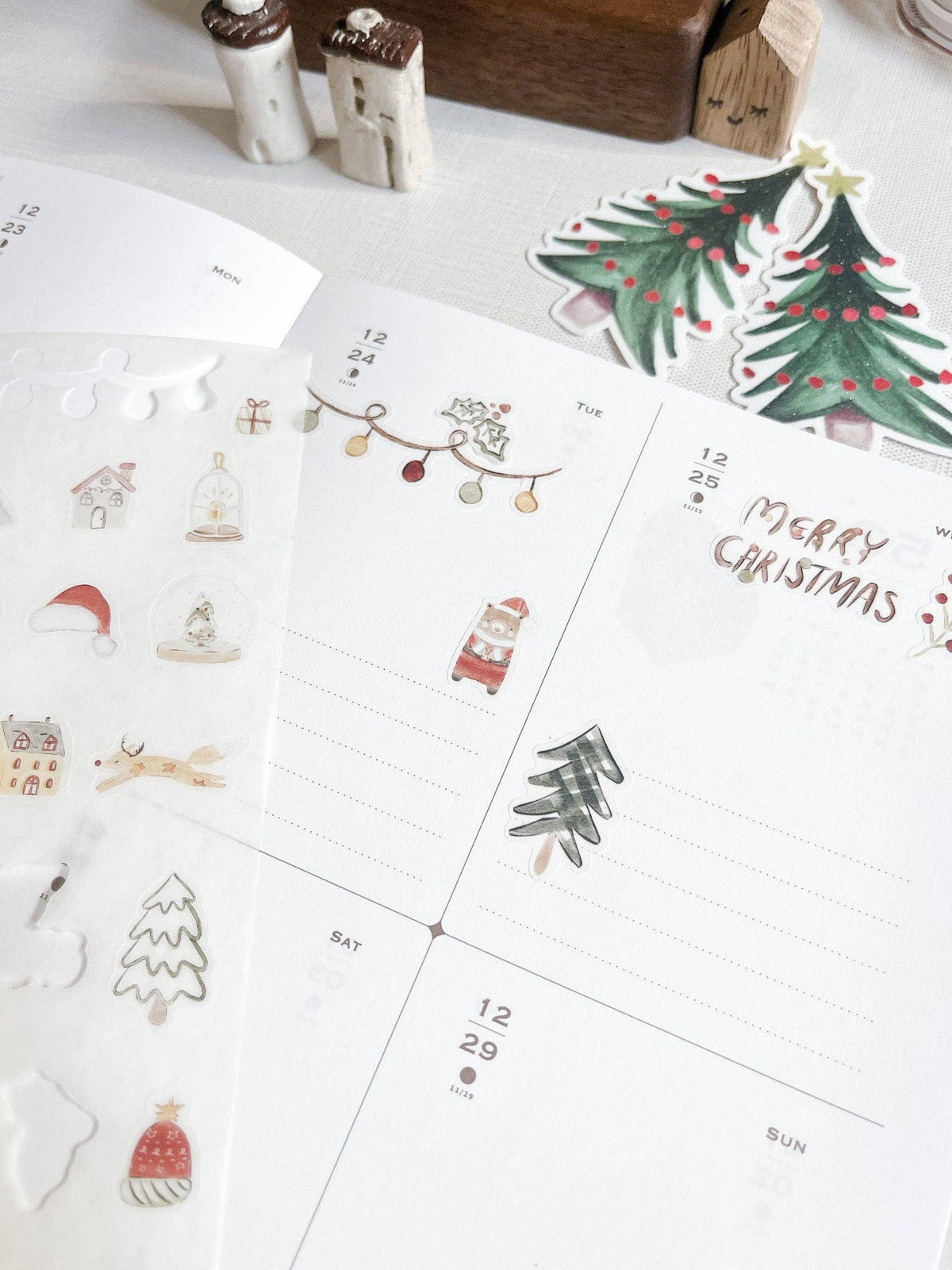 Christmas Elements Washi Sticker Sheet | Kuboandlucy