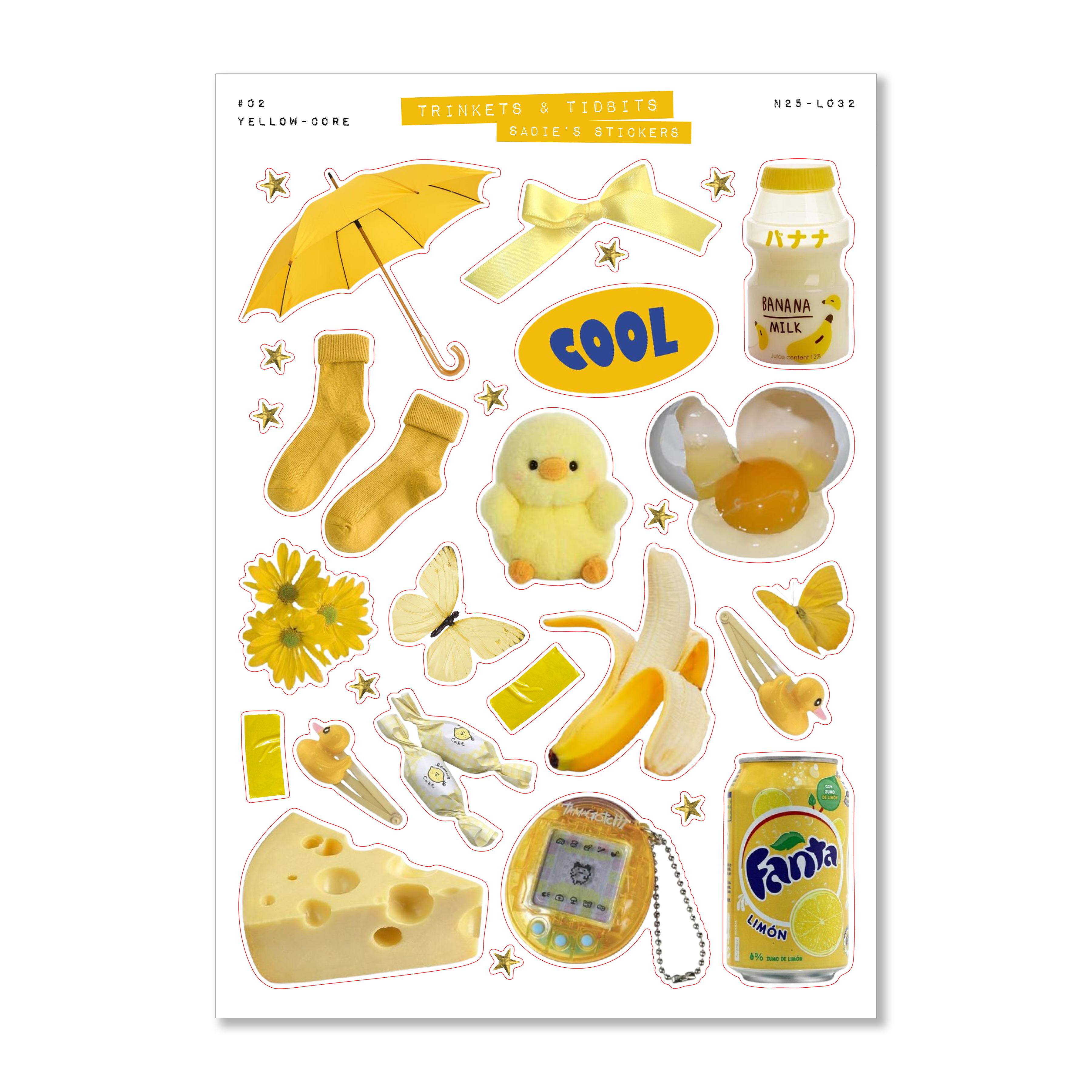 Yellow-Core Aesthetic • Trinkets & Tidbits Sticker Sheet