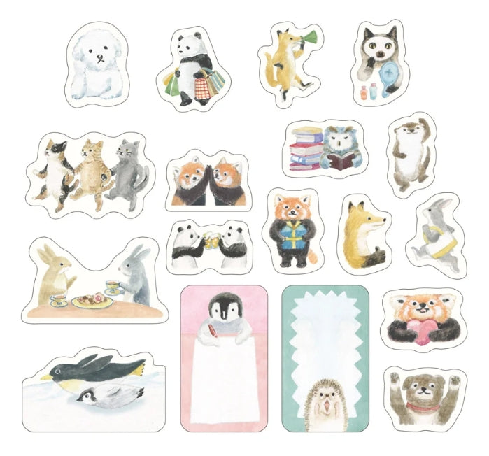 Midori Yuru Log Roll Sticker - Animal Emotions